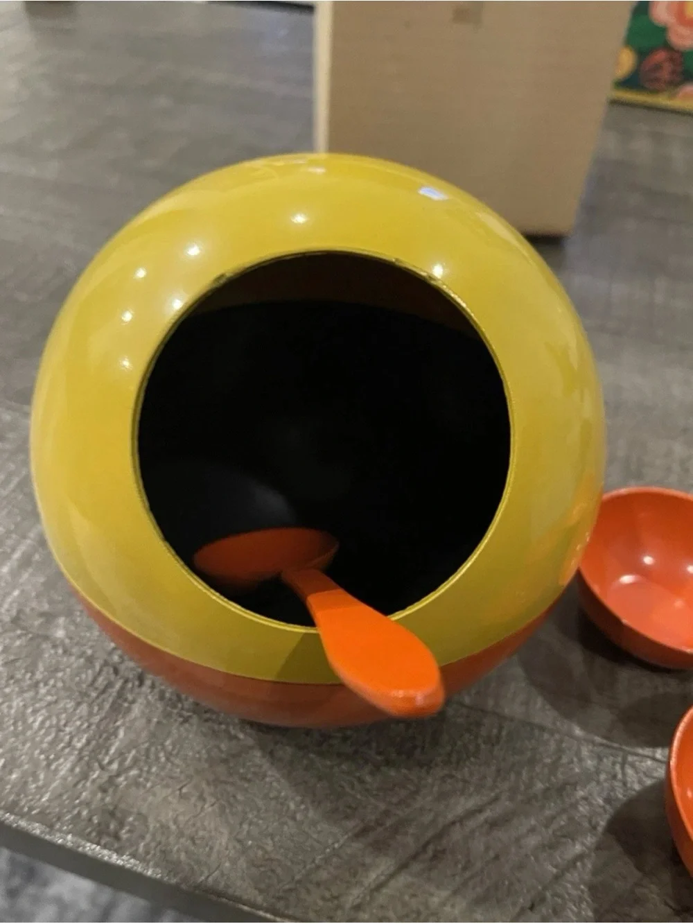 Vintage 1960s Mod Melamine Snack Set Orange Yellow Space Age Mid Century